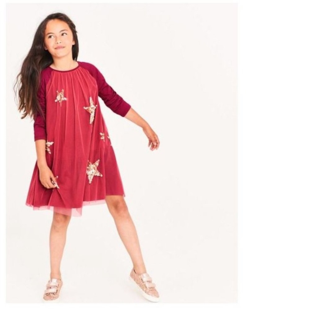 Mini Boden Sparkly Star Jersey Dress